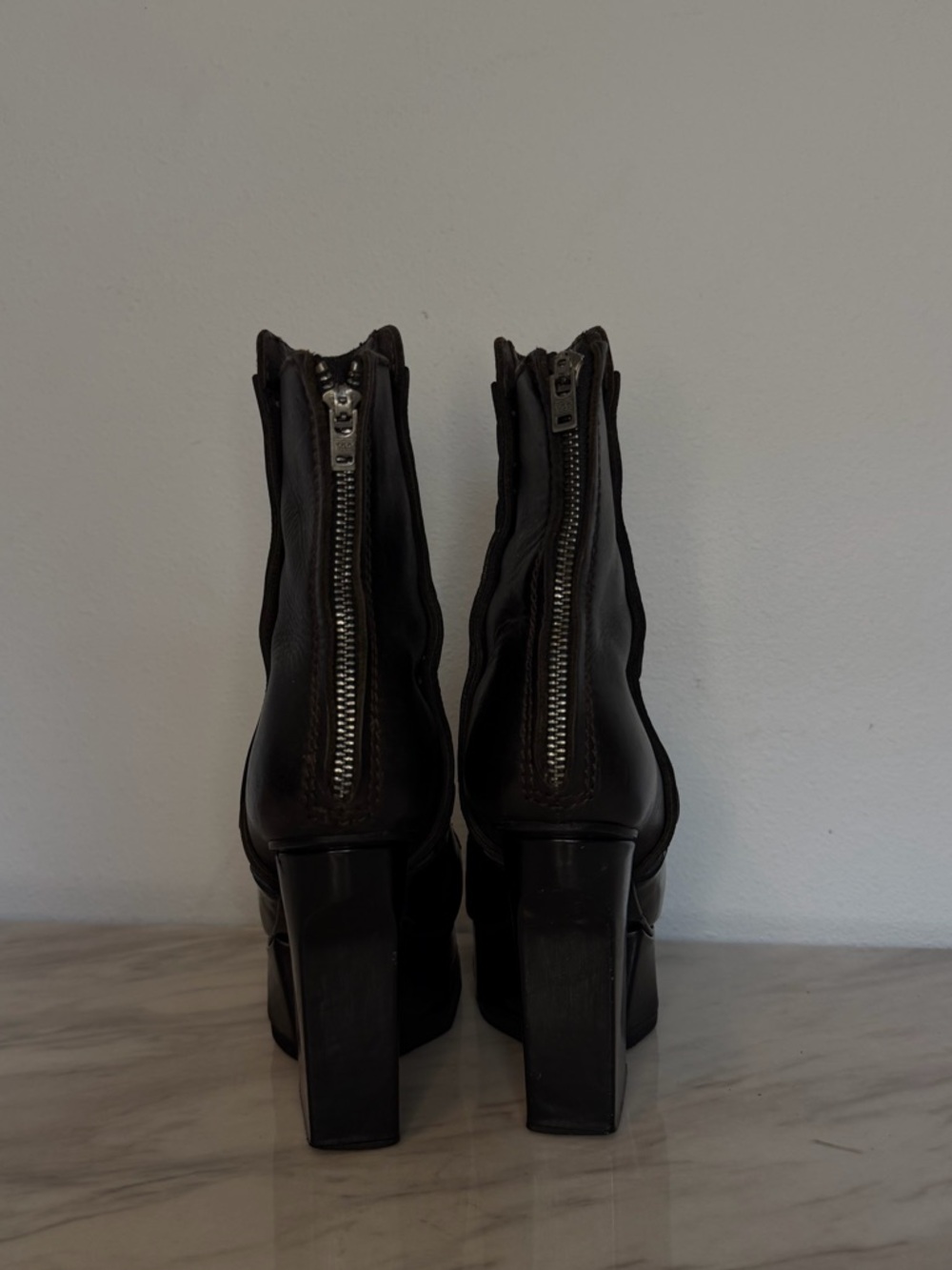 Acne Studios Pixel Platform  Boots Black Leather Lace Up Chunky Heel Women 37 - Picture 6 of 13